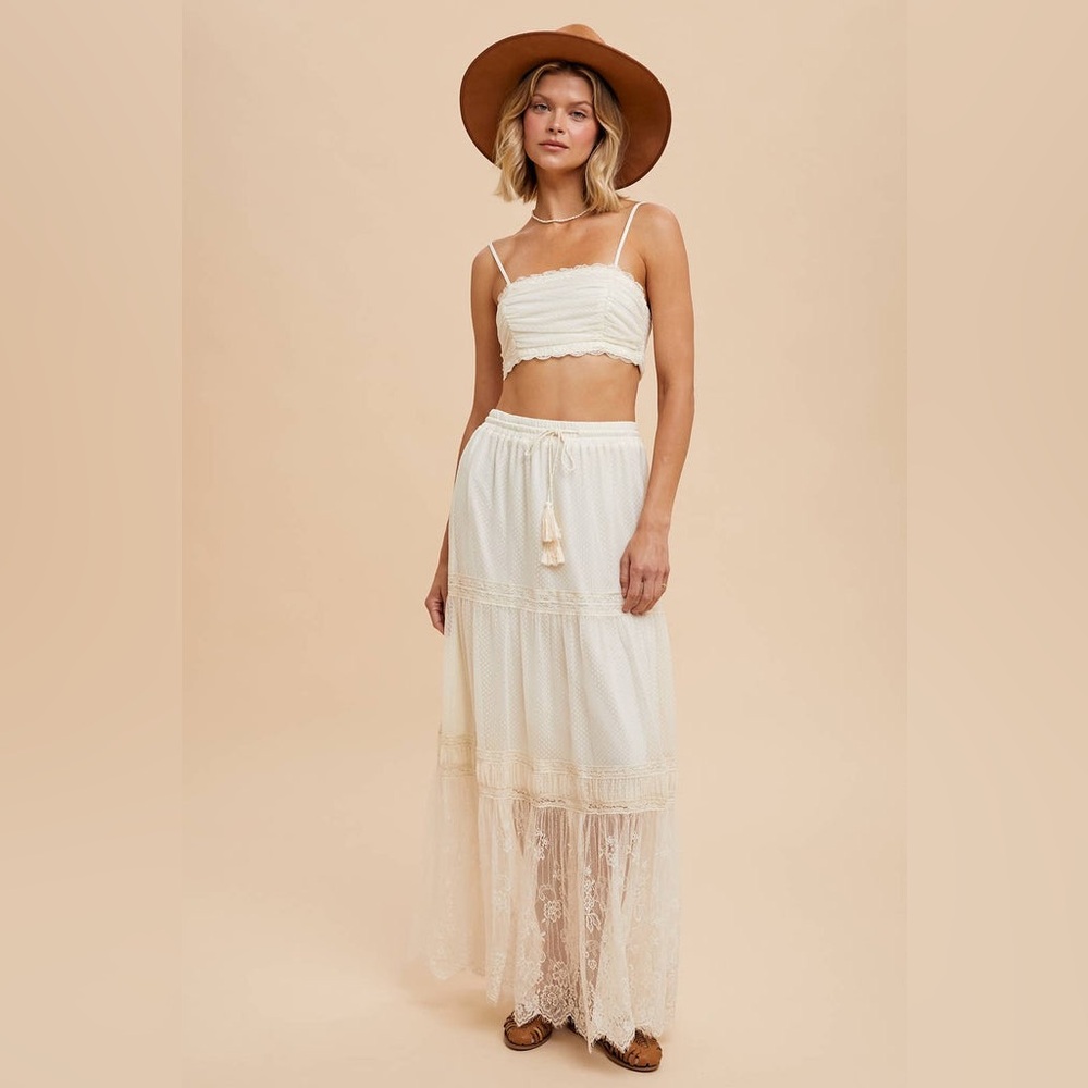 Cream Boho Top & Skirt Set